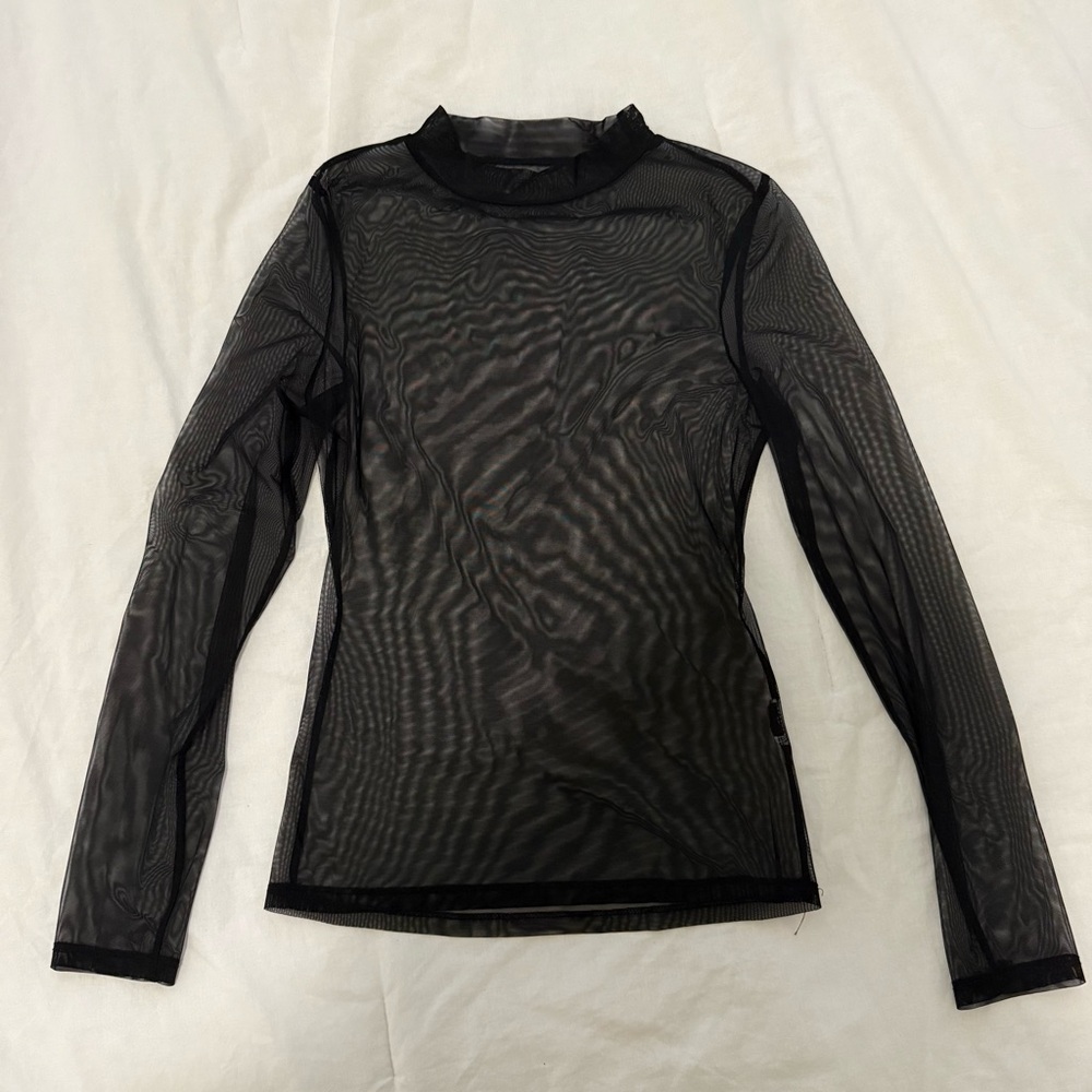 Black Sheer Long Sleeve Top
